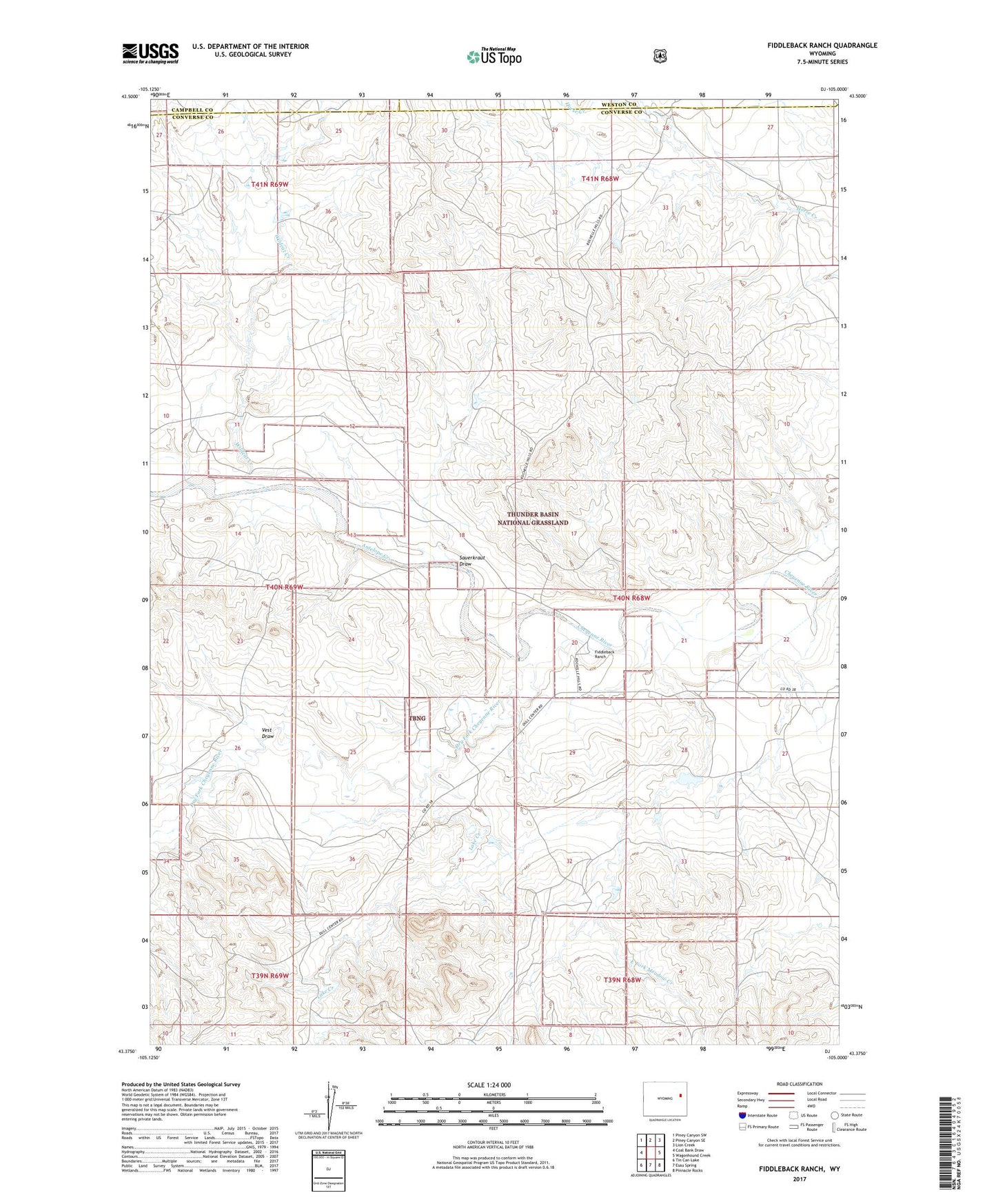 Fiddleback Ranch Wyoming US Topo Map Image