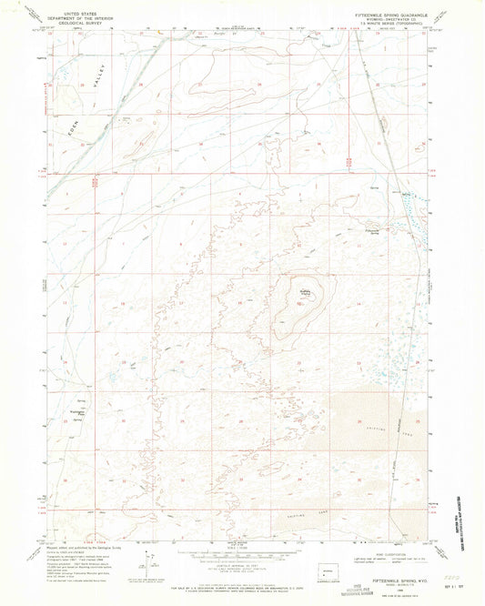 Classic USGS Fifteenmile Spring Wyoming 7.5'x7.5' Topo Map Image