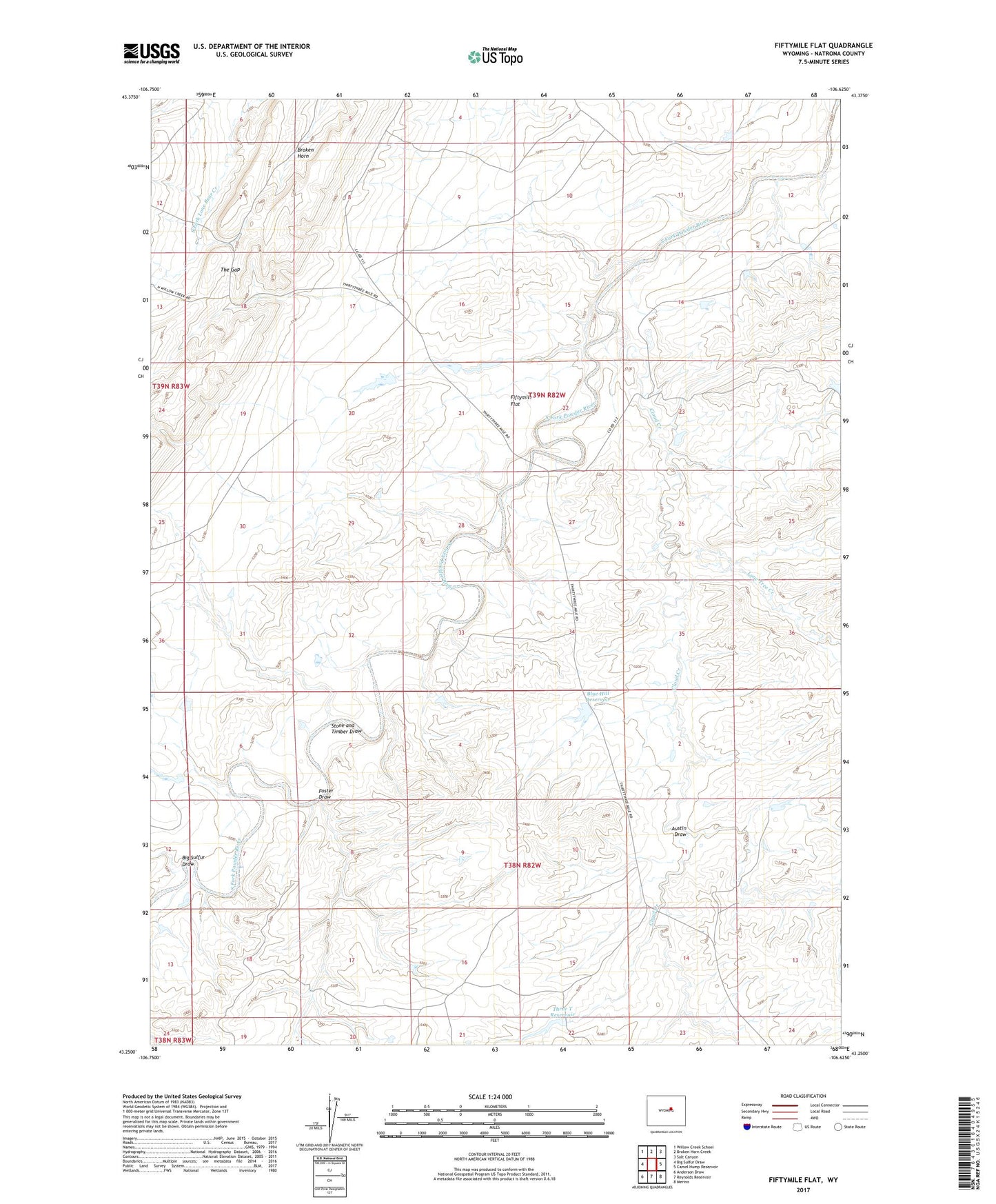 Fiftymile Flat Wyoming US Topo Map Image