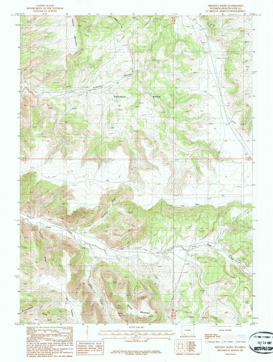 Classic USGS Firehole Basin Wyoming 7.5'x7.5' Topo Map Image