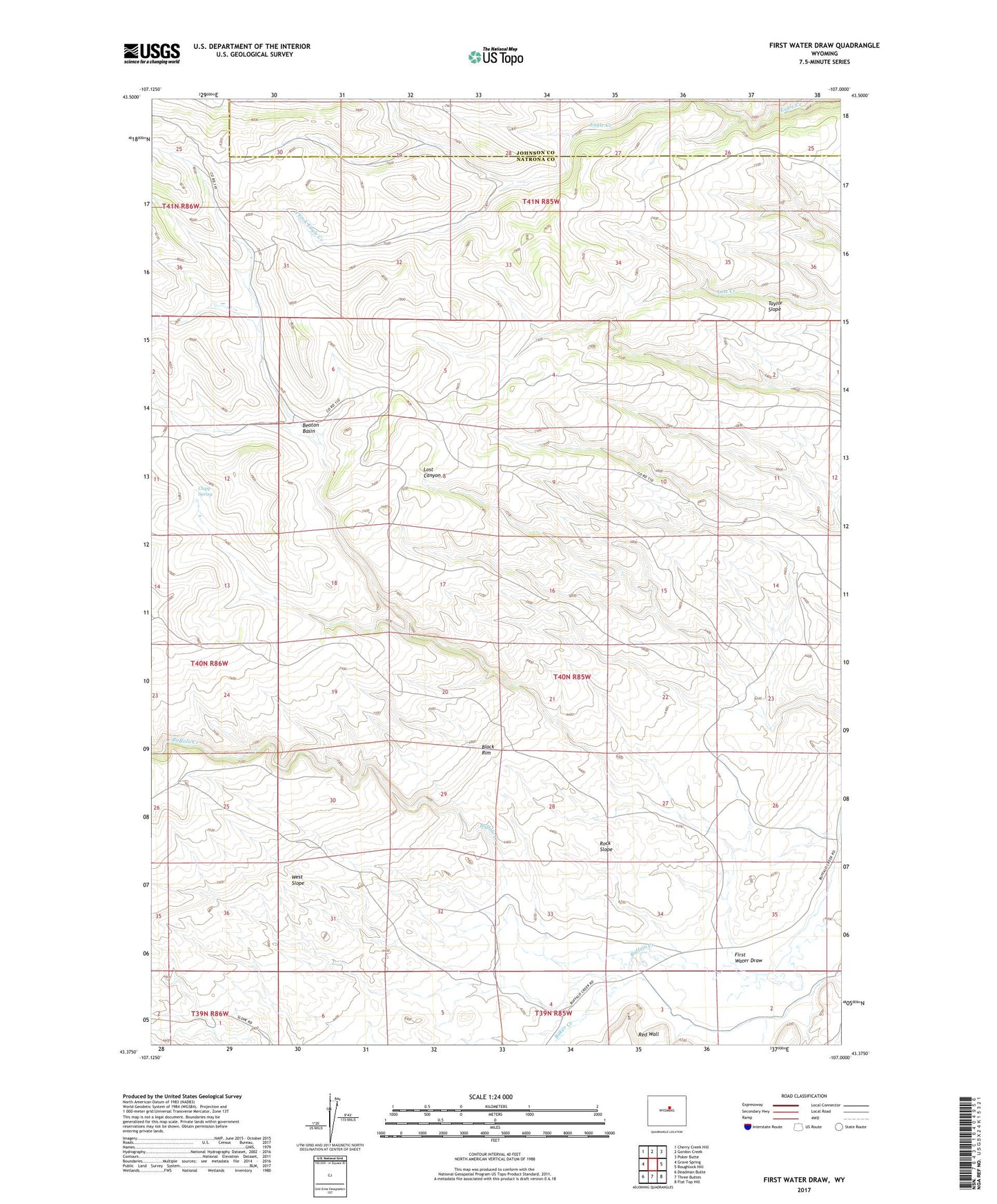 First Water Draw Wyoming US Topo Map Image