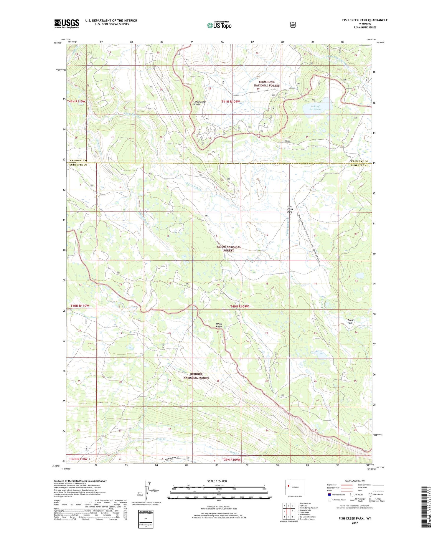 Fish Creek Park Wyoming US Topo Map Image