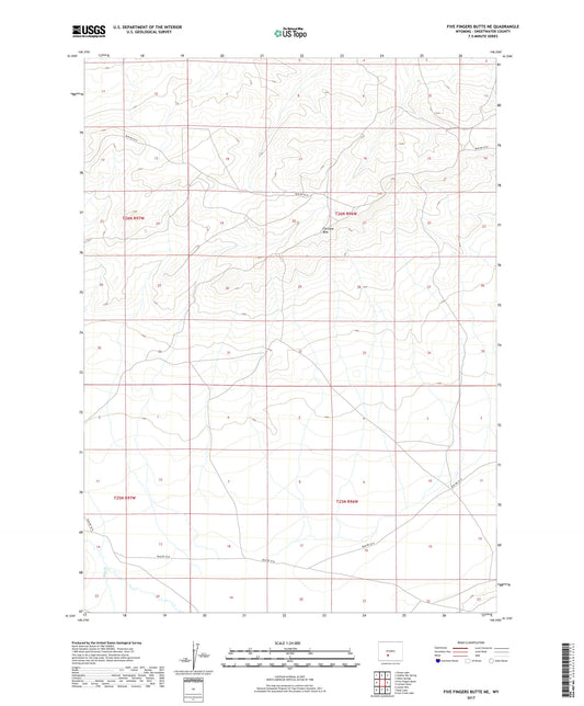 Five Fingers Butte NE Wyoming US Topo Map Image