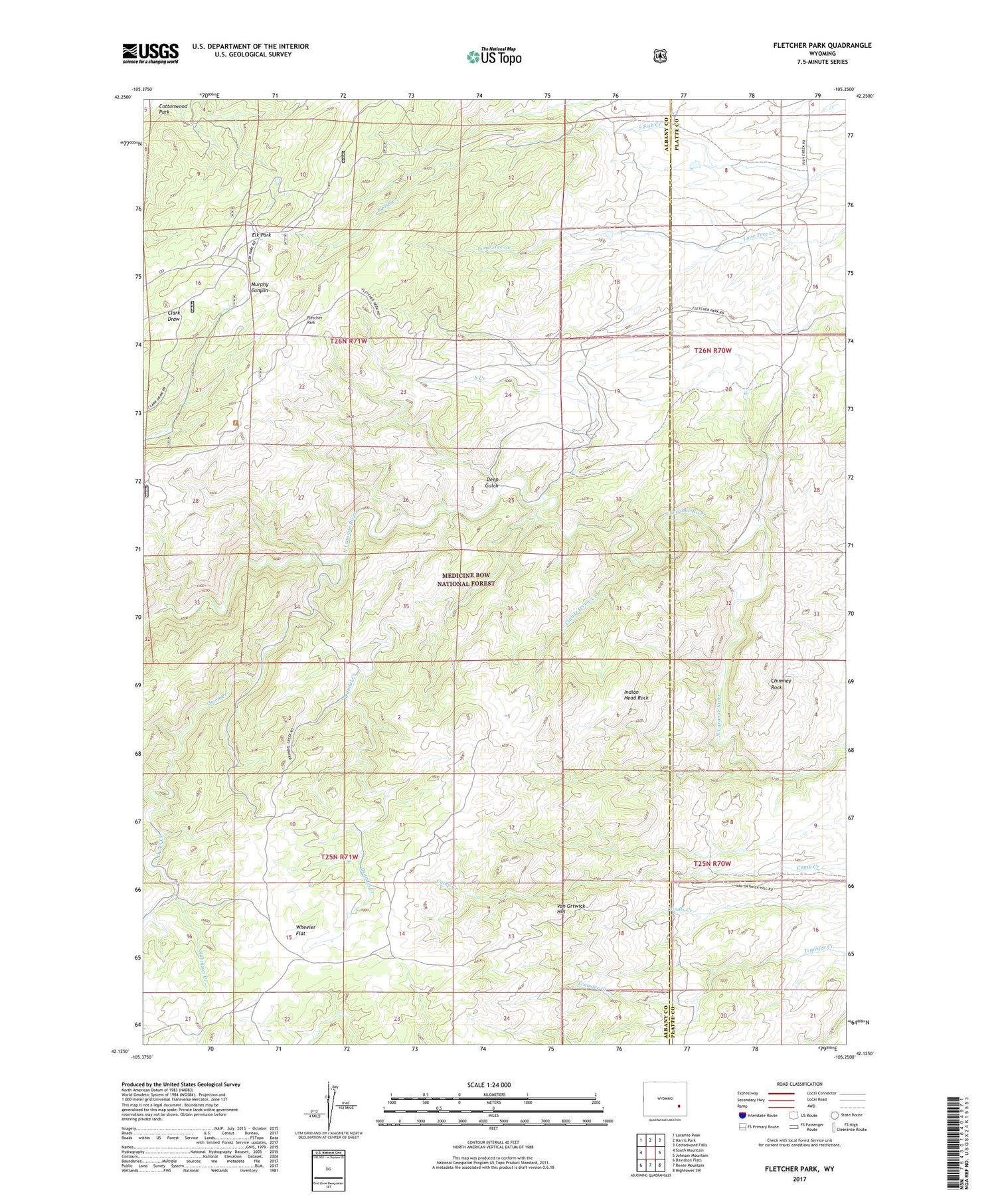 Fletcher Park Wyoming US Topo Map Image