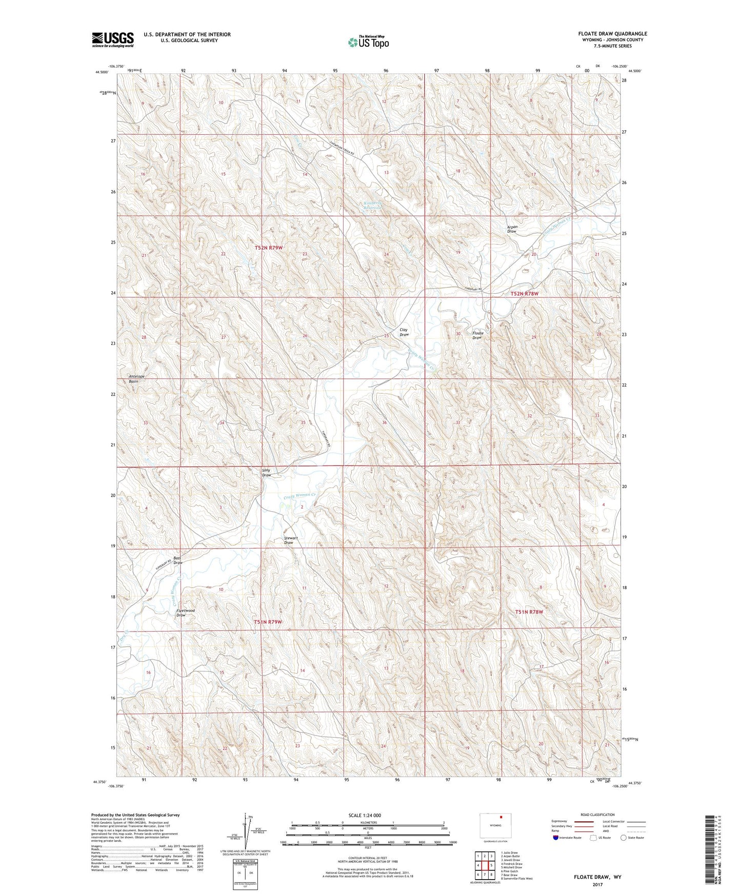 Floate Draw Wyoming US Topo Map Image
