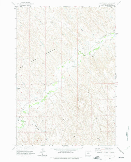 Classic USGS Floate Draw Wyoming 7.5'x7.5' Topo Map Image