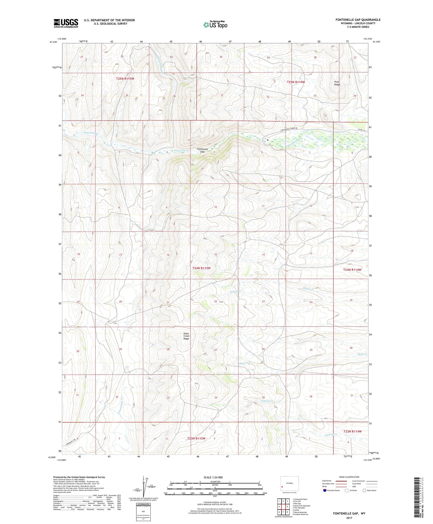Fontenelle Gap Wyoming US Topo Map Image