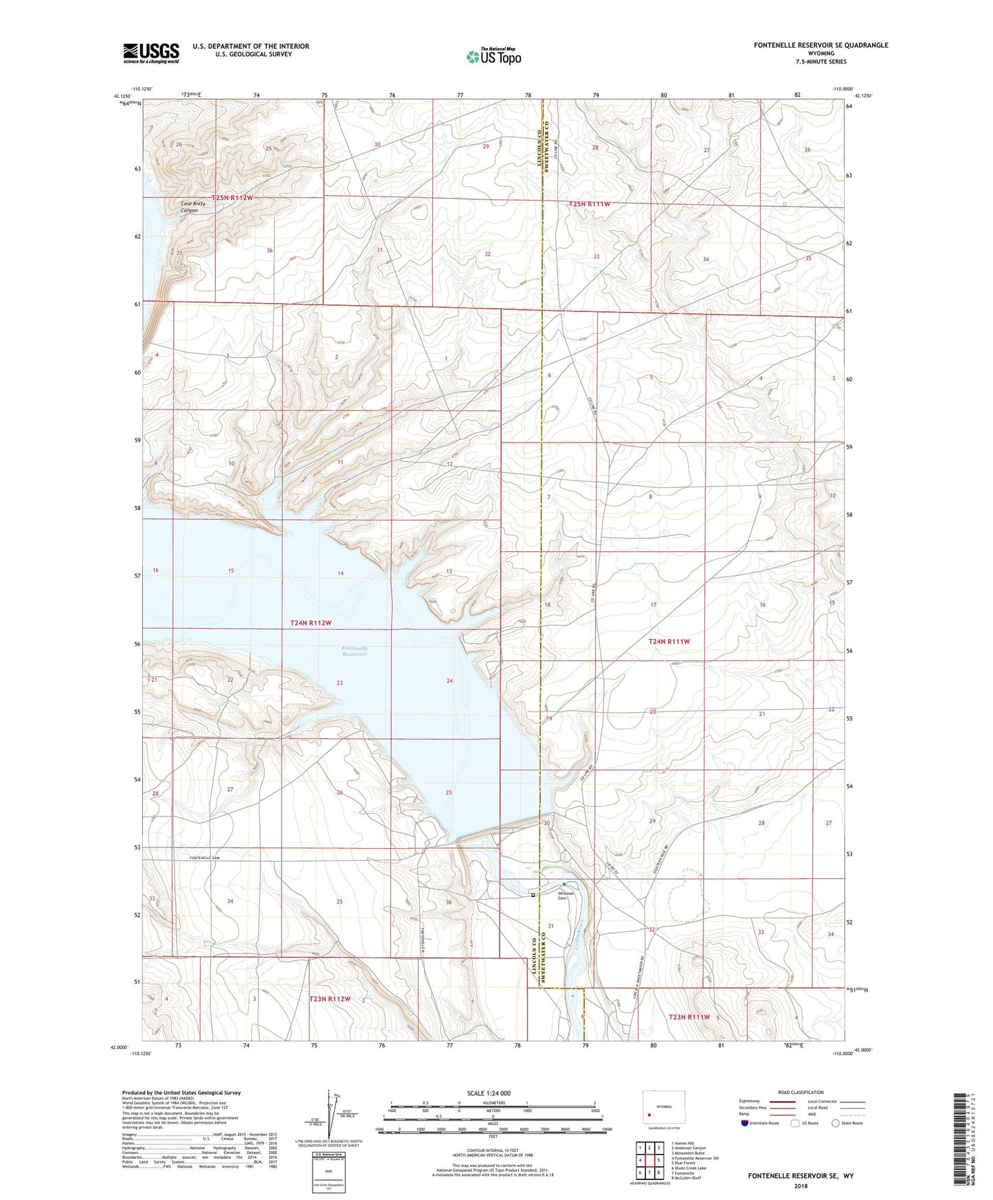 Fontenelle Reservoir SE Wyoming US Topo Map Image