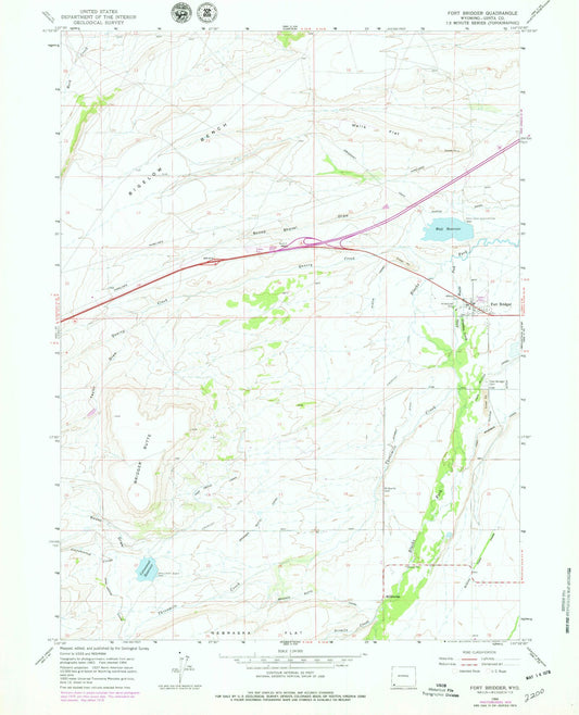 Classic USGS Fort Bridger Wyoming 7.5'x7.5' Topo Map Image
