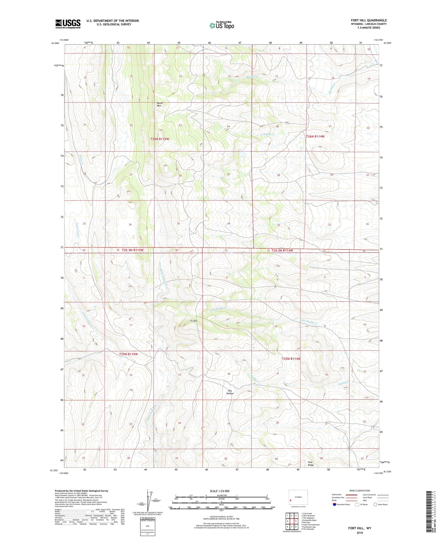 Fort Hill Wyoming US Topo Map Image