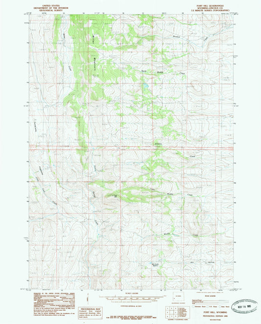 Classic USGS Fort Hill Wyoming 7.5'x7.5' Topo Map Image