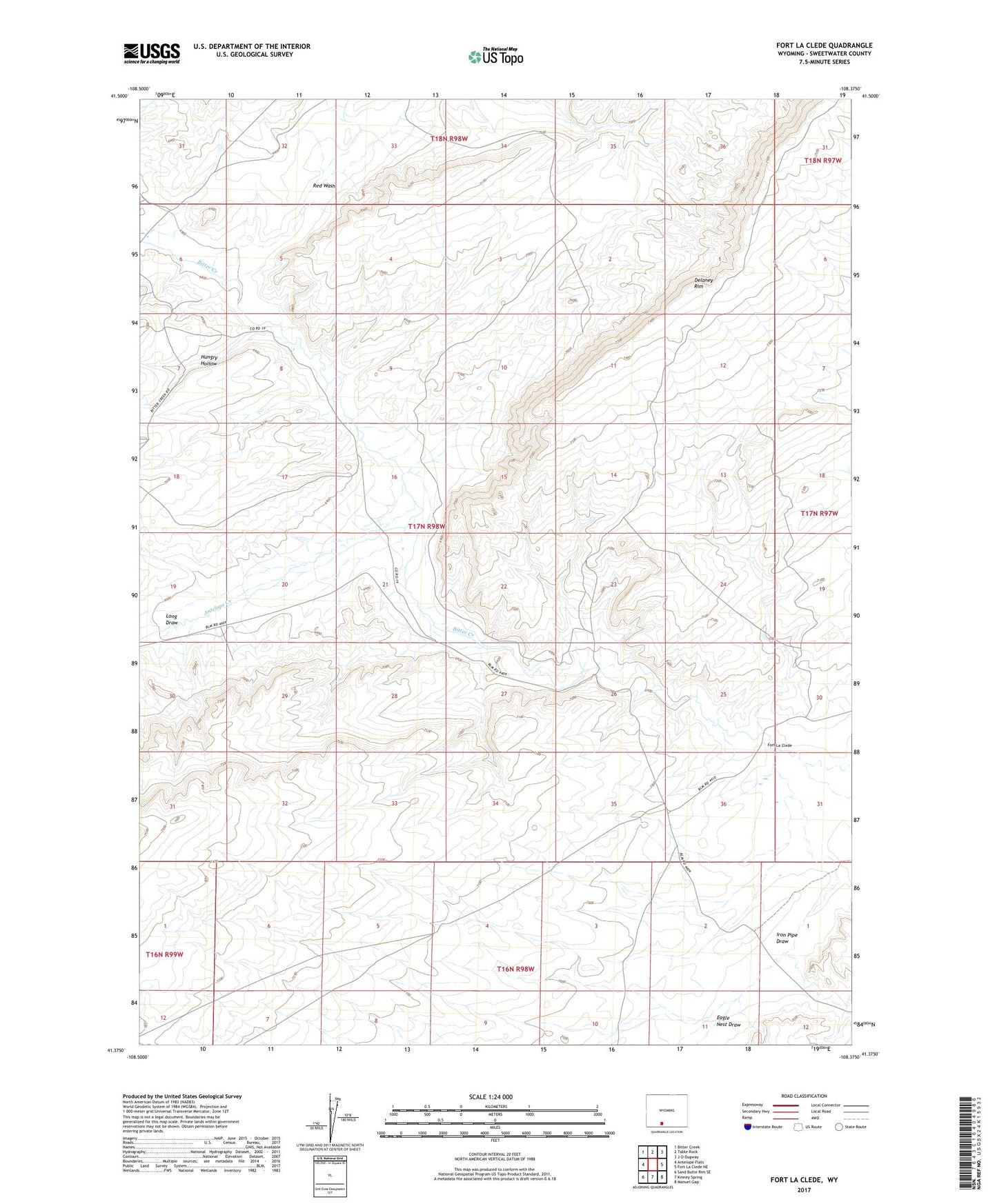 Fort La Clede Wyoming US Topo Map Image