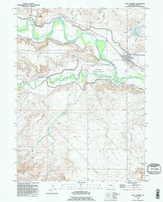 Classic USGS Fort Laramie Wyoming 7.5'x7.5' Topo Map Image