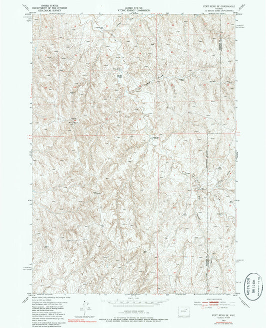 Classic USGS Fort Reno SE Wyoming 7.5'x7.5' Topo Map Image