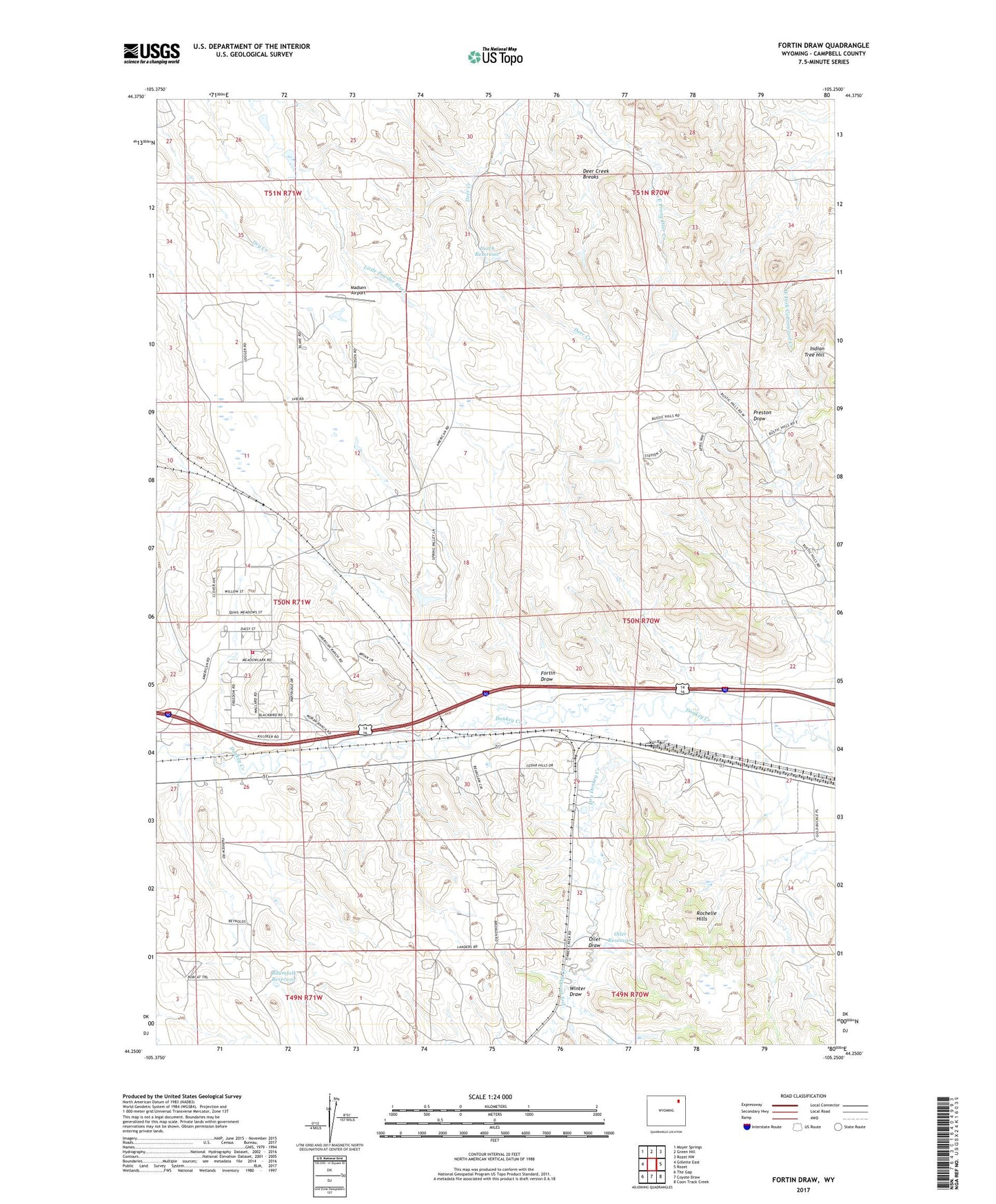Fortin Draw Wyoming US Topo Map Image