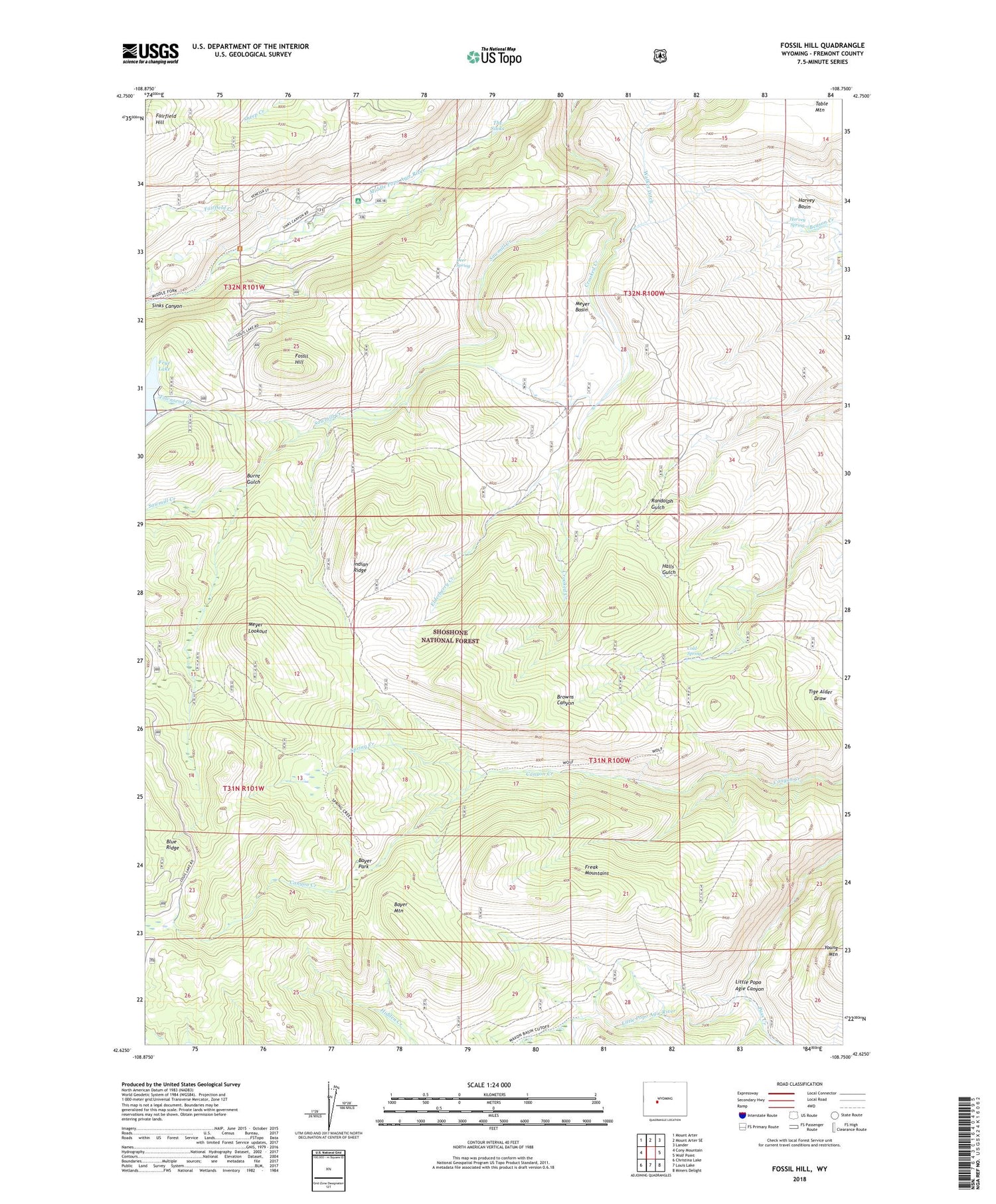 Fossil Hill Wyoming US Topo Map Image