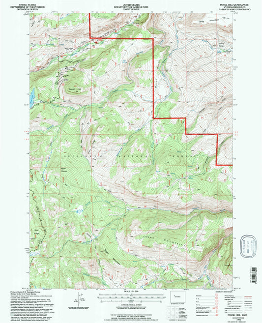 Classic USGS Fossil Hill Wyoming 7.5'x7.5' Topo Map Image