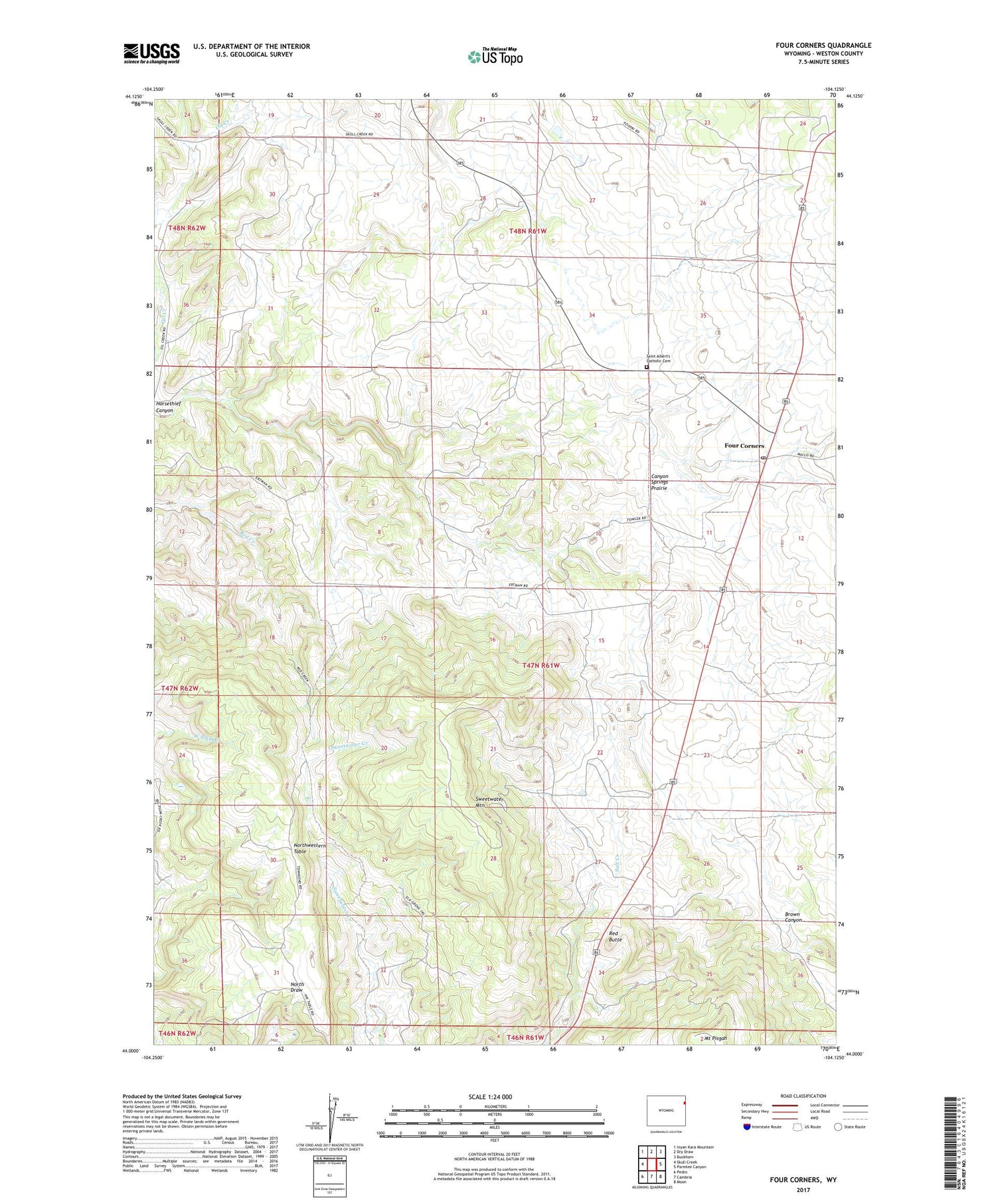 Four Corners Wyoming US Topo Map Image
