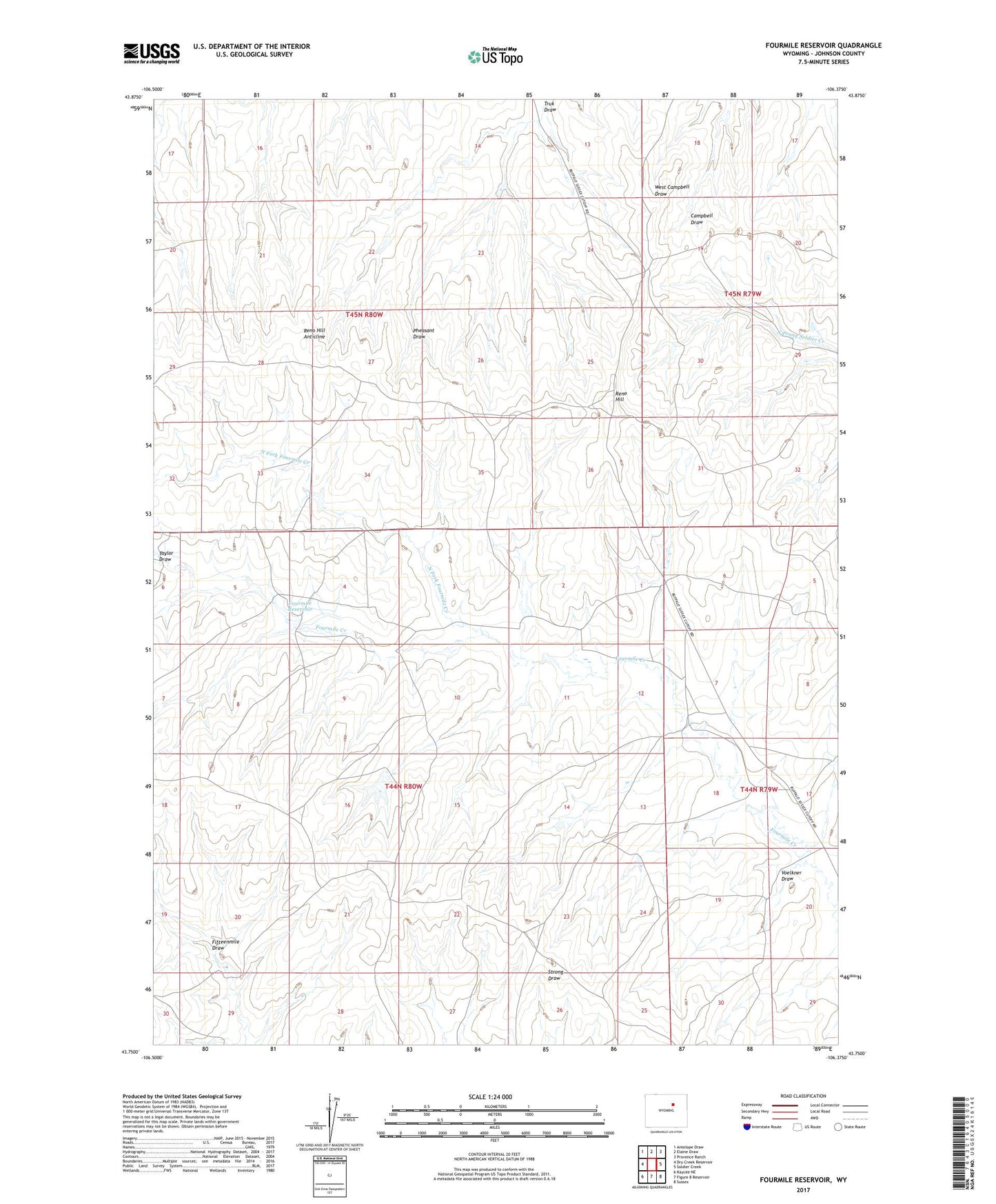 Fourmile Reservoir Wyoming US Topo Map Image
