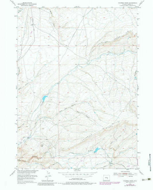 Classic USGS Fourmile Ridge Wyoming 7.5'x7.5' Topo Map Image