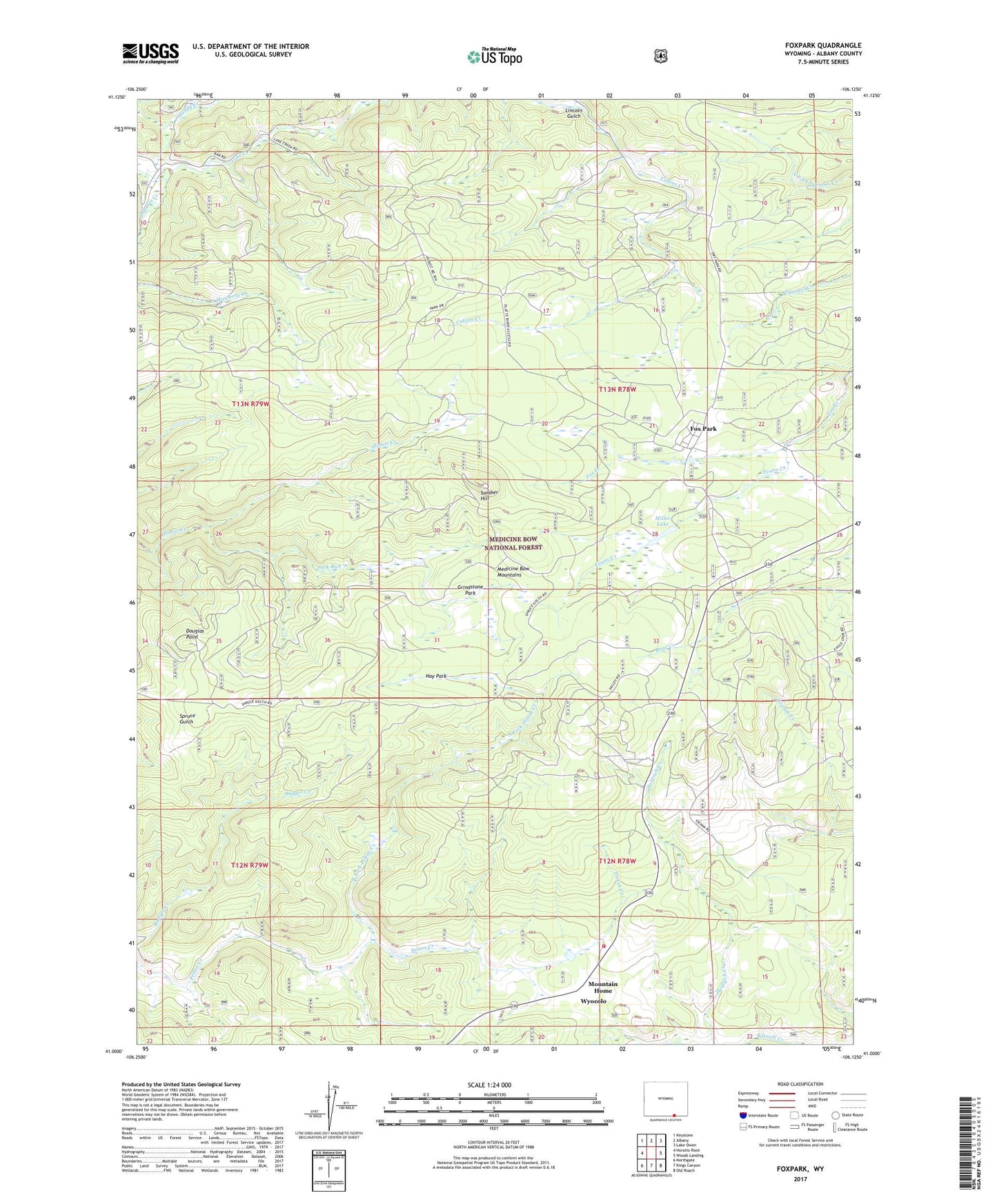 Foxpark Wyoming US Topo Map Image