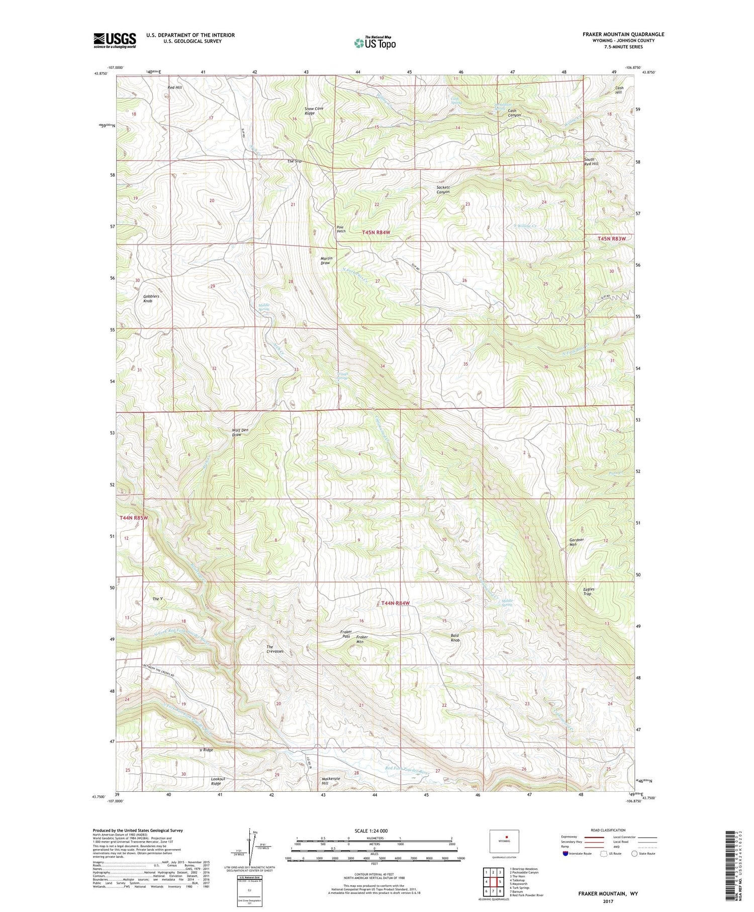Fraker Mountain Wyoming US Topo Map Image
