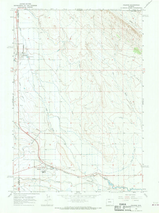 Classic USGS Frannie Wyoming 7.5'x7.5' Topo Map Image