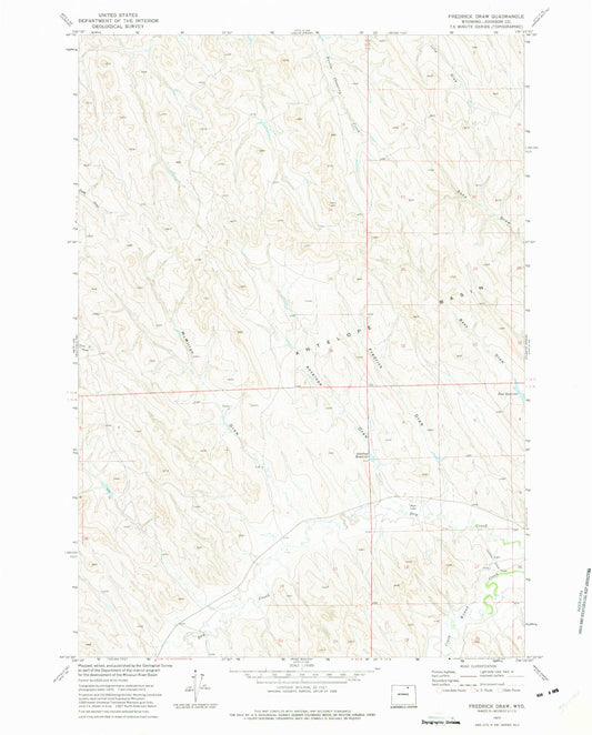 Classic USGS Fredrick Draw Wyoming 7.5'x7.5' Topo Map Image