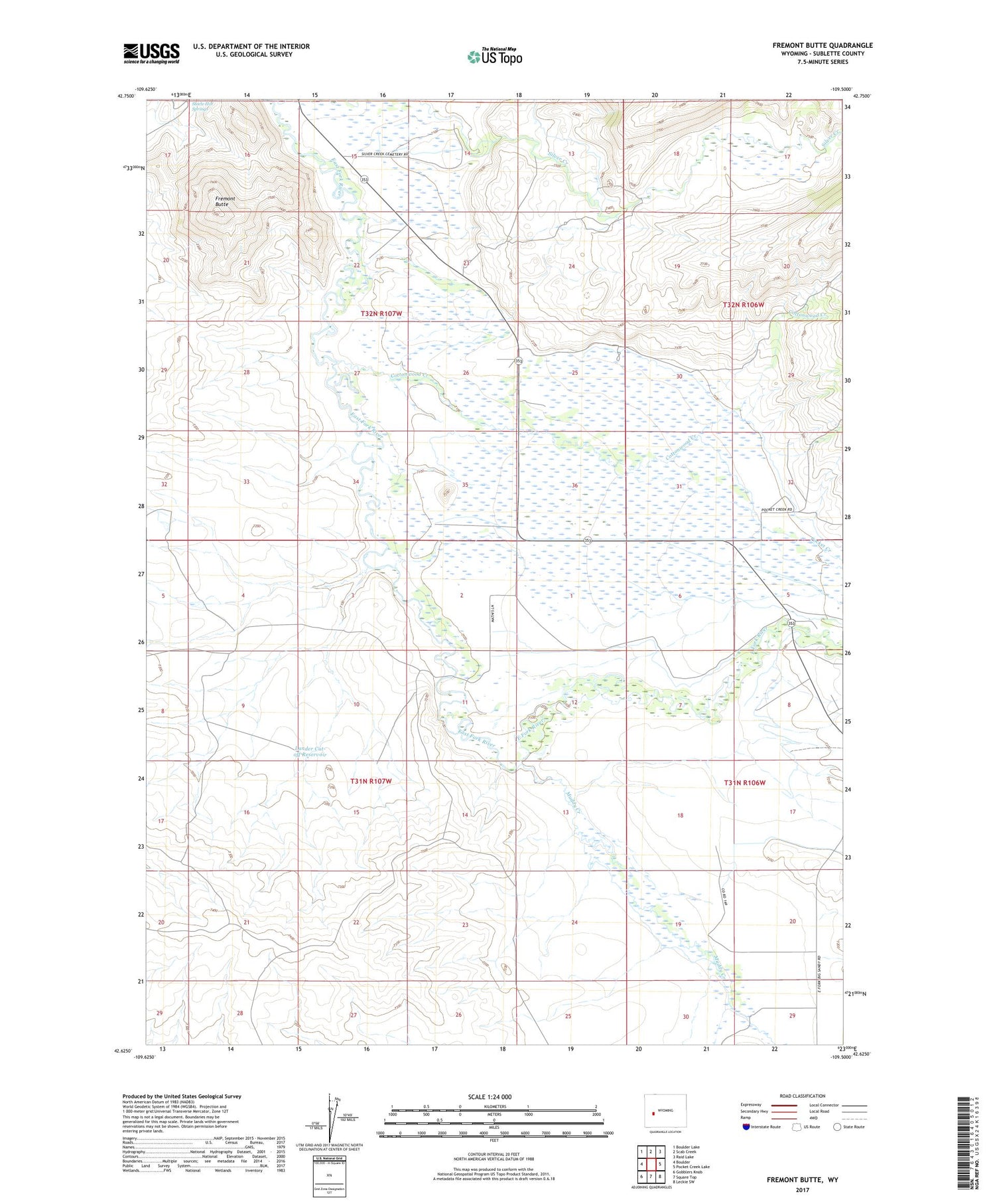 Fremont Butte Wyoming US Topo Map Image