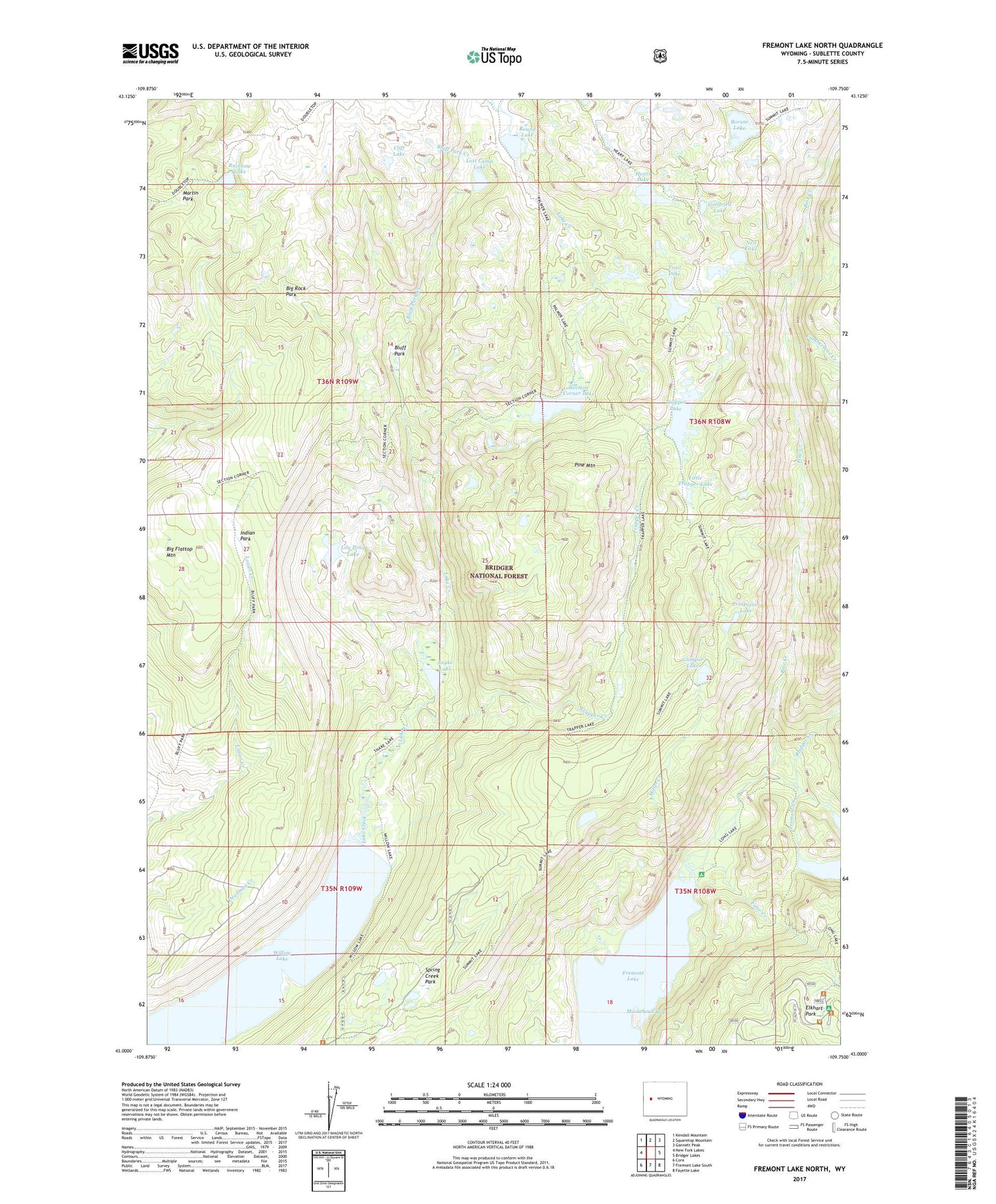 Fremont Lake North Wyoming US Topo Map Image