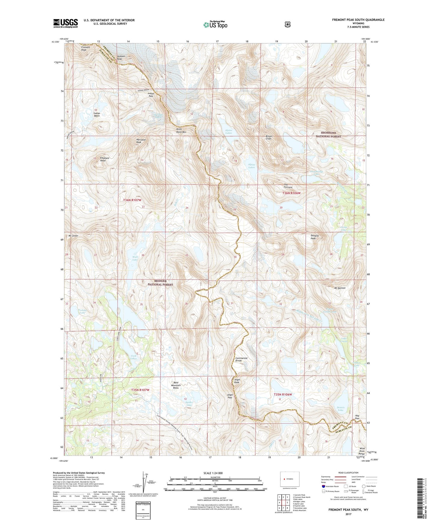 Fremont Peak South Wyoming US Topo Map Image