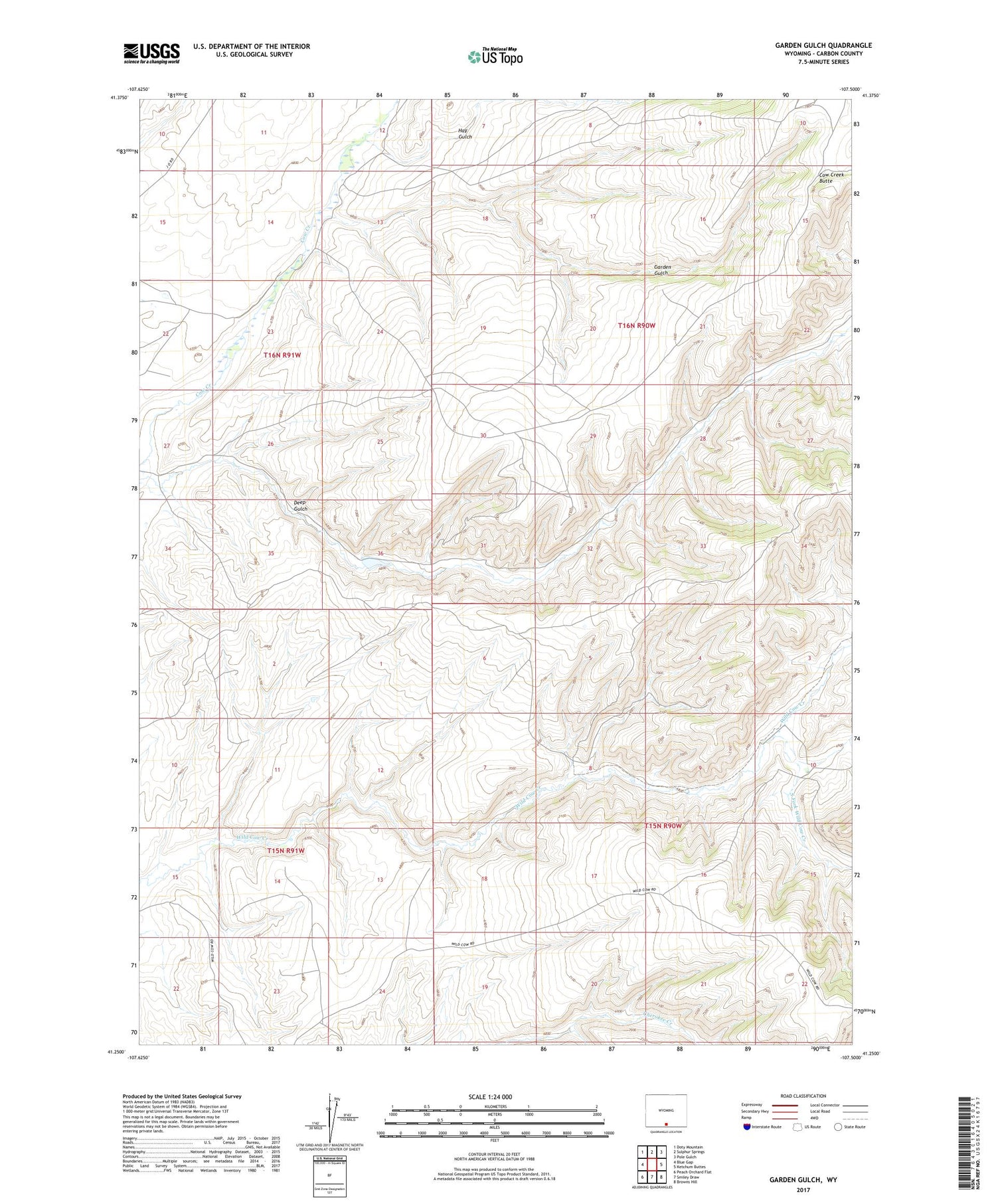 Garden Gulch Wyoming US Topo Map Image