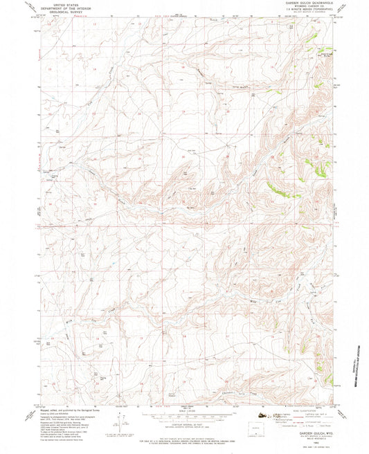 Classic USGS Garden Gulch Wyoming 7.5'x7.5' Topo Map Image