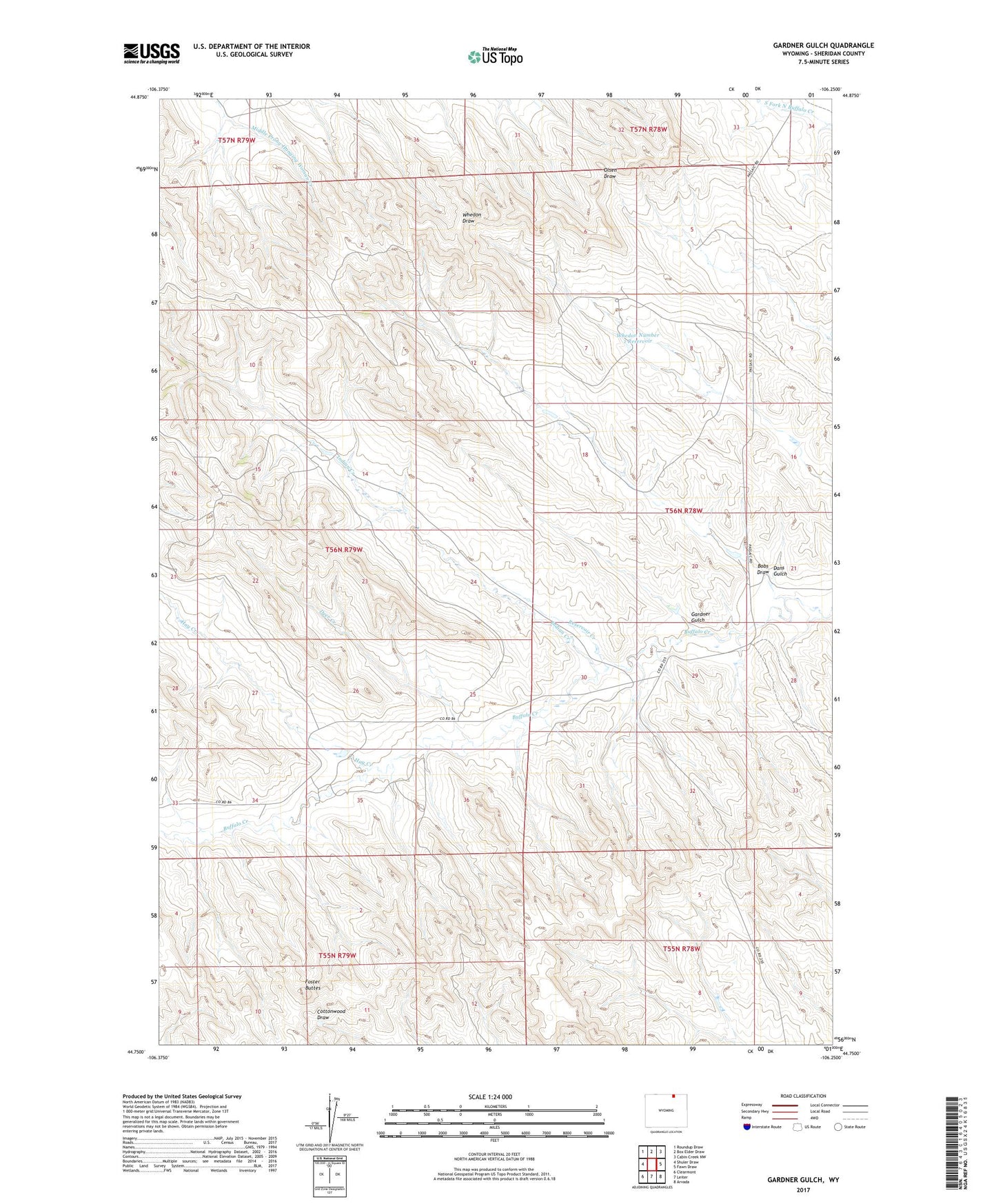 Gardner Gulch Wyoming US Topo Map Image