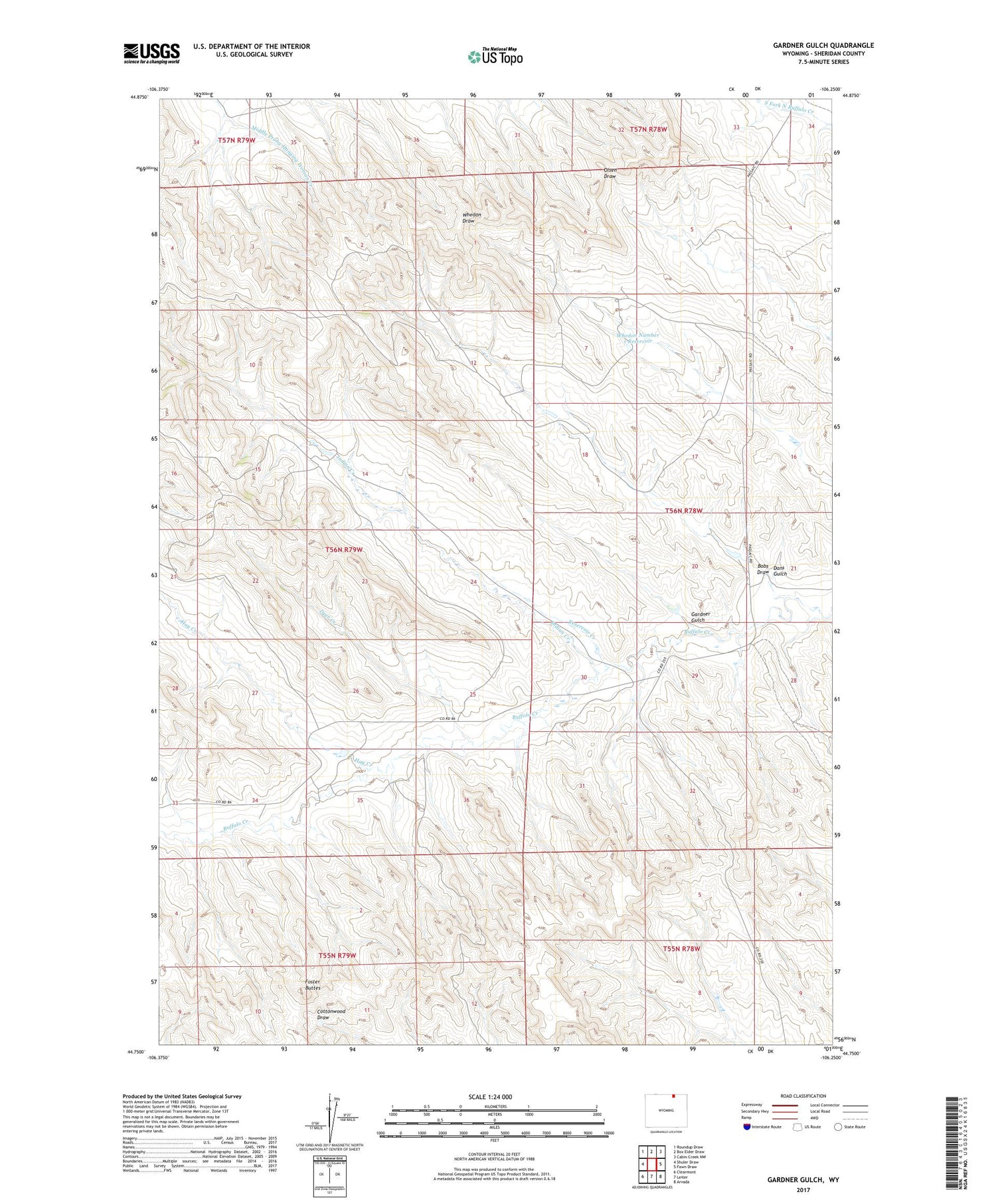 Gardner Gulch Wyoming US Topo Map Image