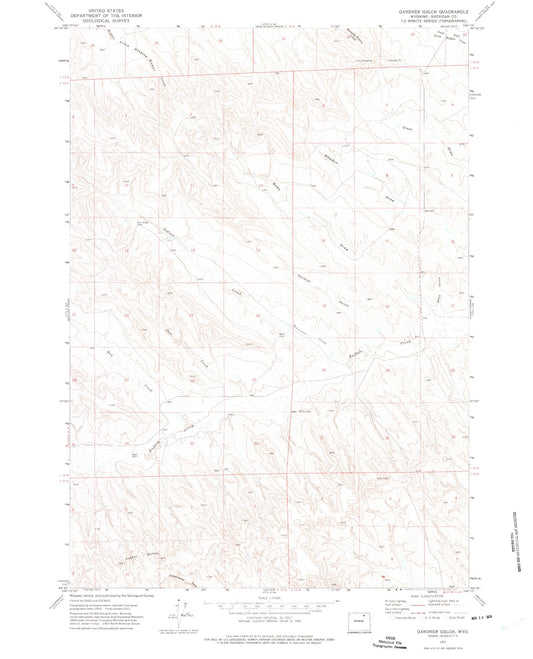 Classic USGS Gardner Gulch Wyoming 7.5'x7.5' Topo Map Image
