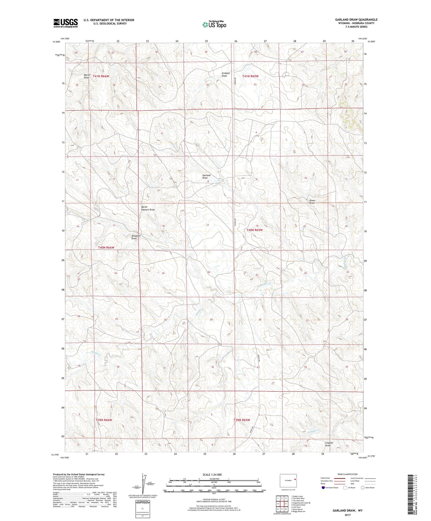 Garland Draw Wyoming US Topo Map Image