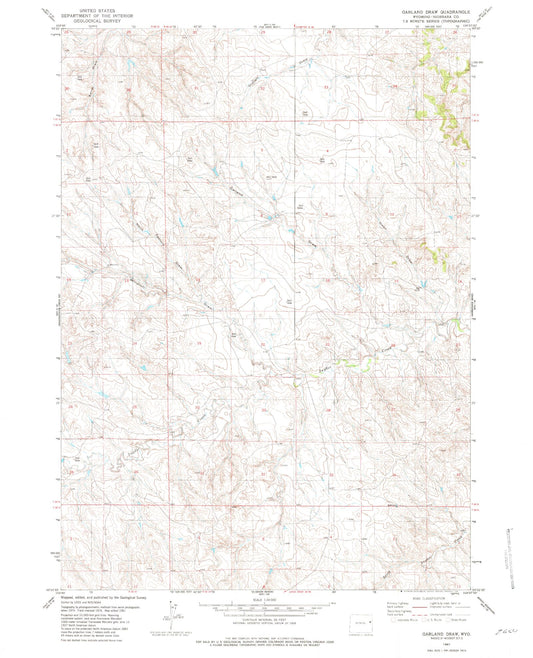 Classic USGS Garland Draw Wyoming 7.5'x7.5' Topo Map Image