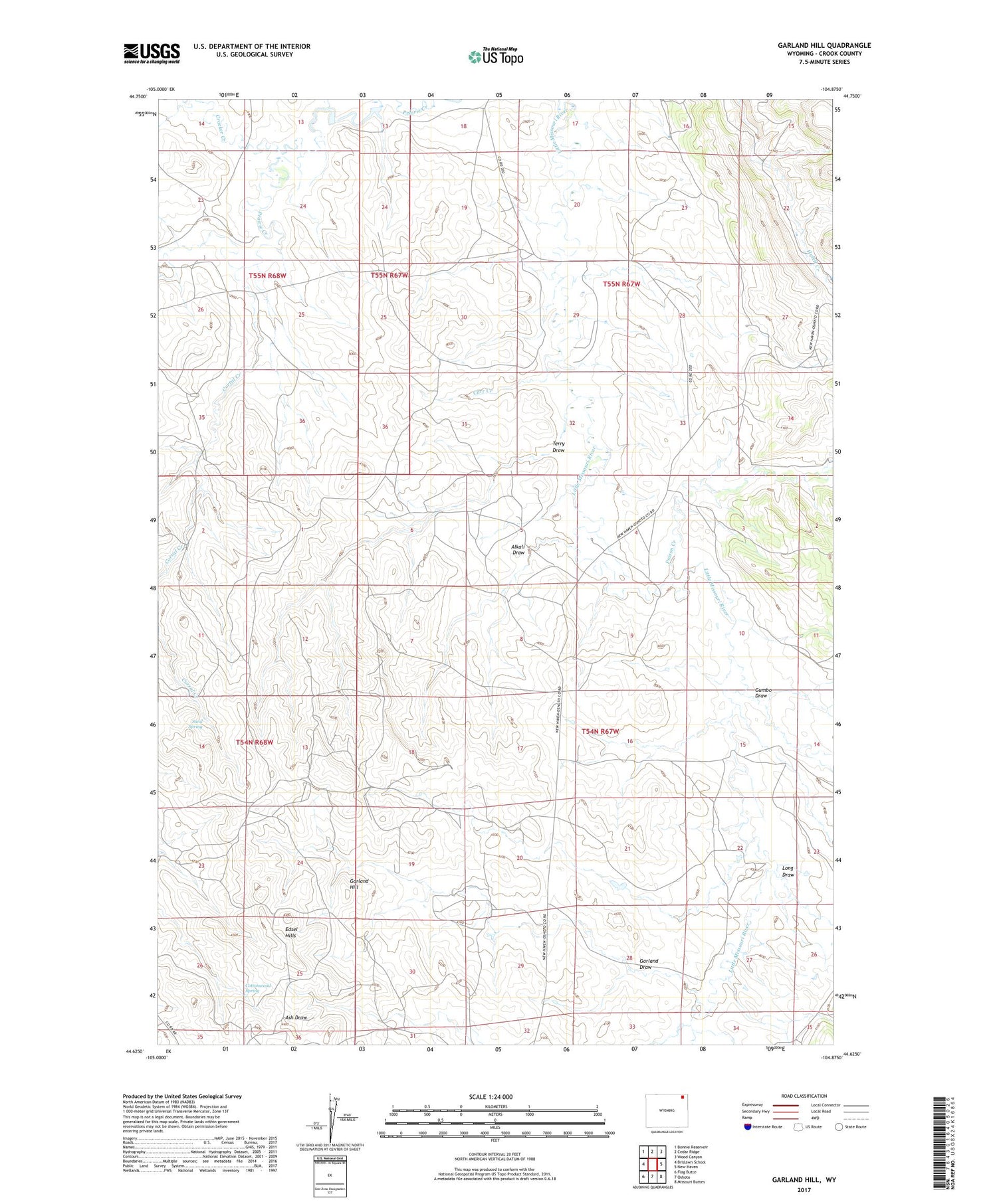 Garland Hill Wyoming US Topo Map Image