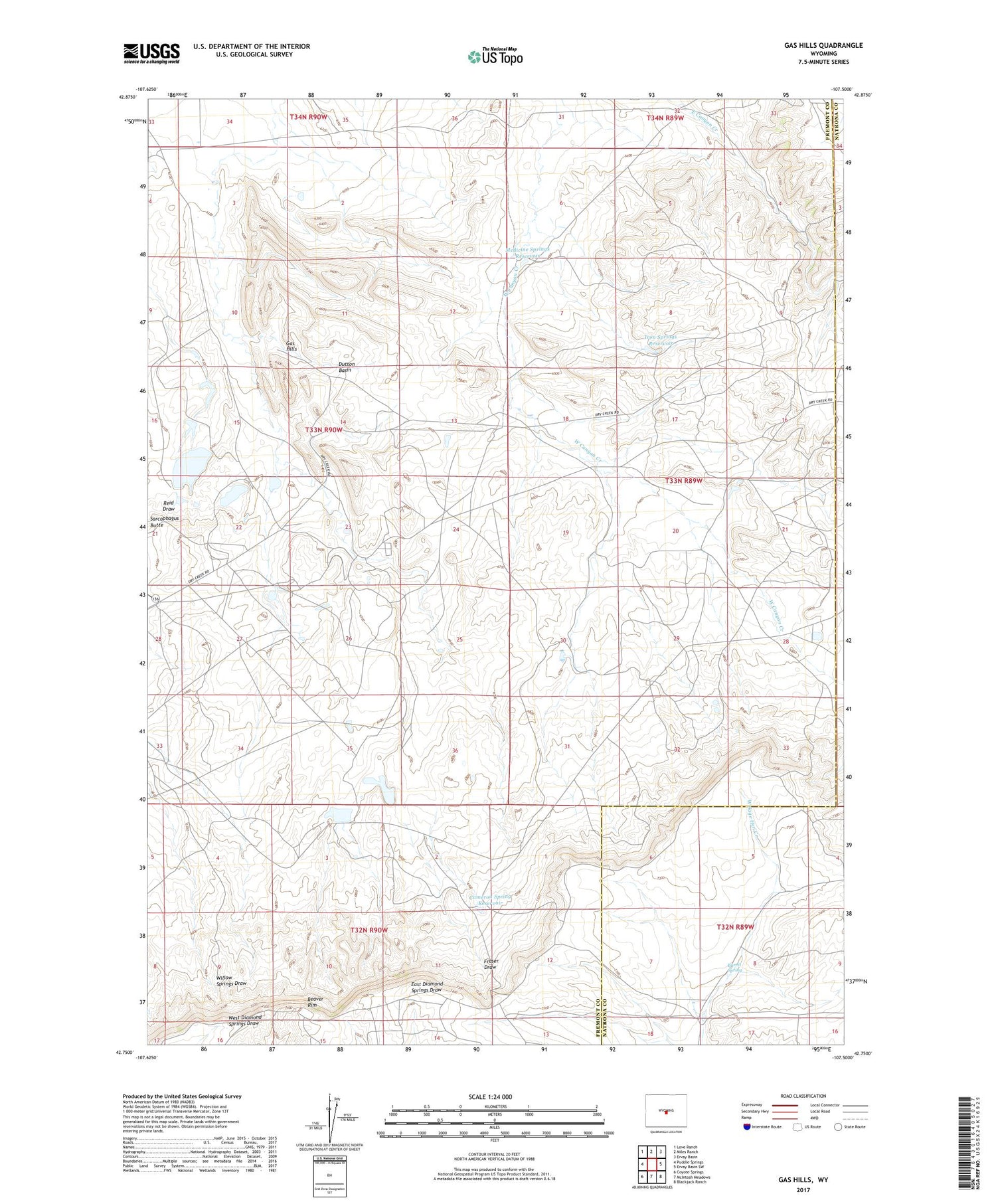 Gas Hills Wyoming US Topo Map Image