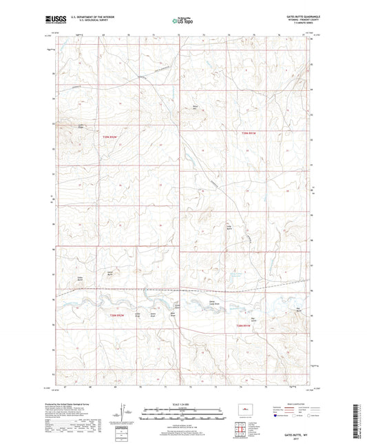 Gates Butte Wyoming US Topo Map Image