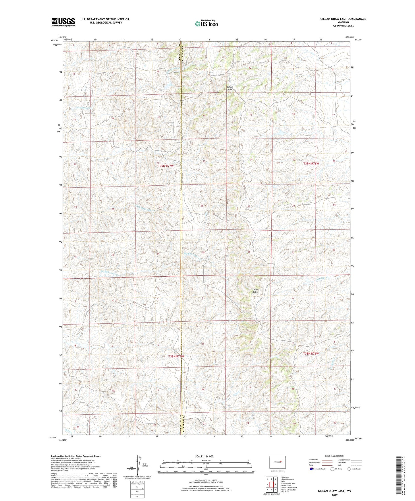 Gillam Draw East Wyoming US Topo Map Image