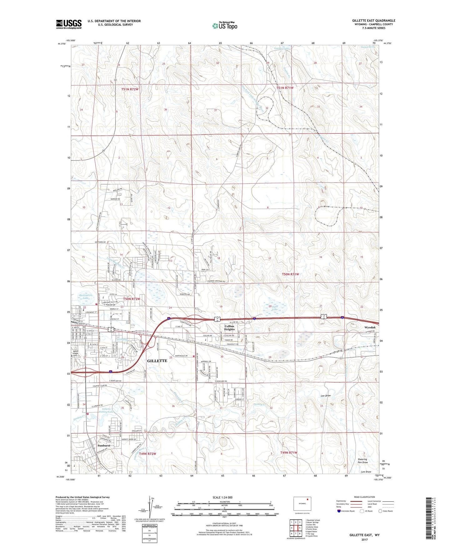 Gillette East Wyoming US Topo Map Image