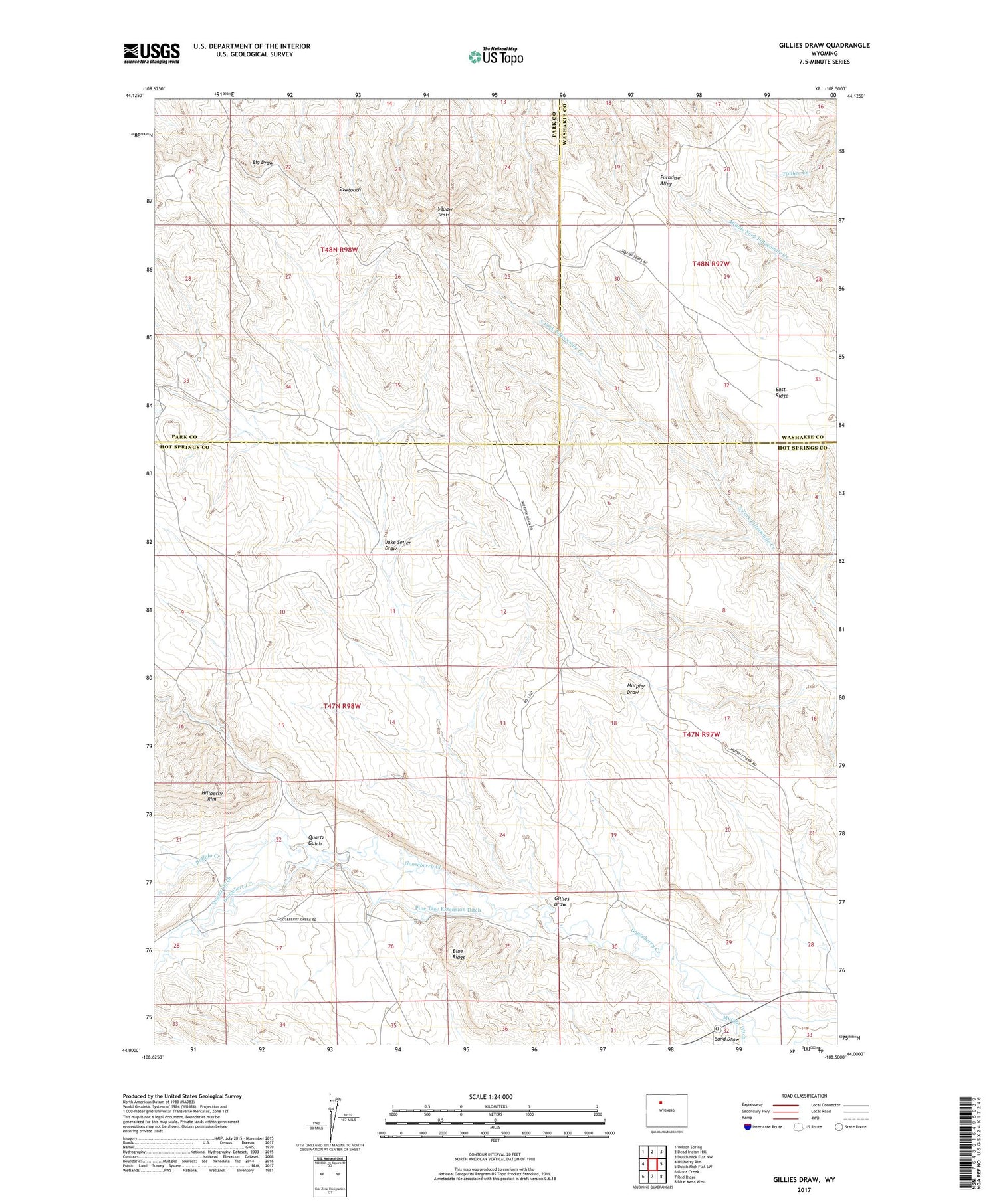 Gillies Draw Wyoming US Topo Map Image