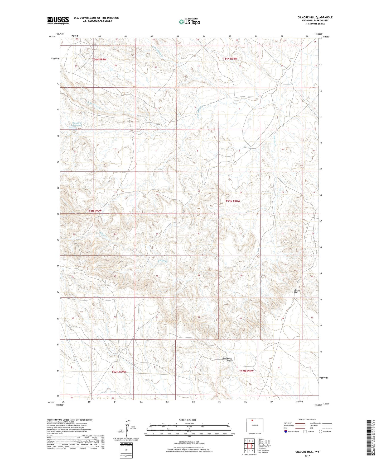 Gilmore Hill Wyoming US Topo Map Image