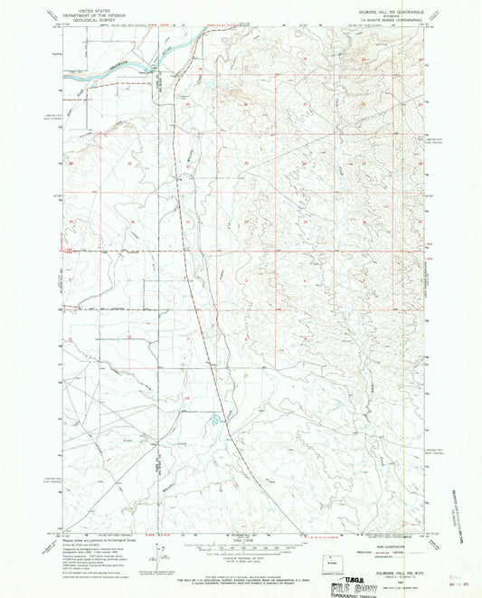 Classic USGS Gilmore Hill NE Wyoming 7.5'x7.5' Topo Map Image