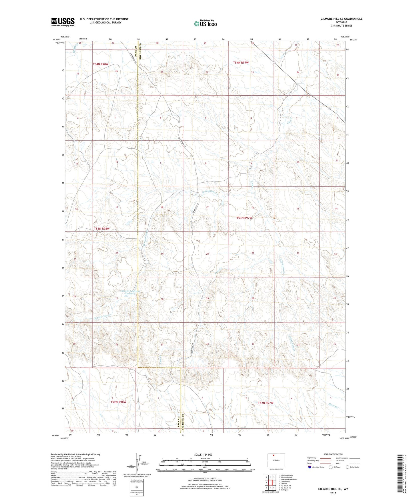 Gilmore Hill SE Wyoming US Topo Map Image