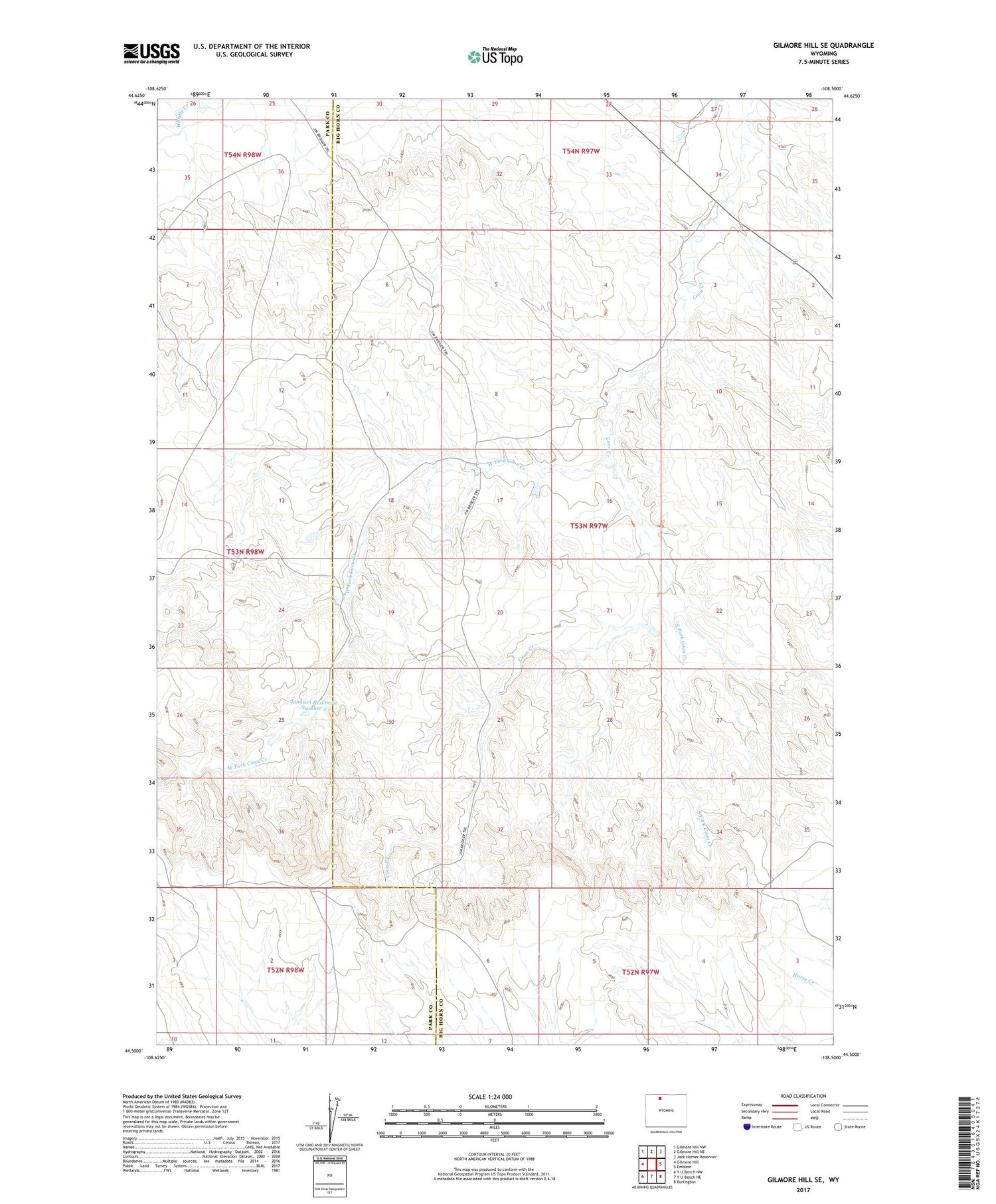 Gilmore Hill SE Wyoming US Topo Map Image