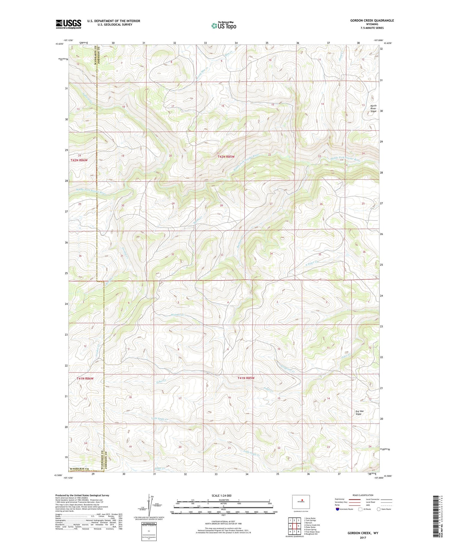 Gordon Creek Wyoming US Topo Map Image
