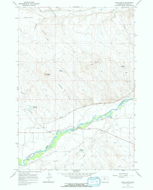 Classic USGS Gould Butte Wyoming 7.5'x7.5' Topo Map Image